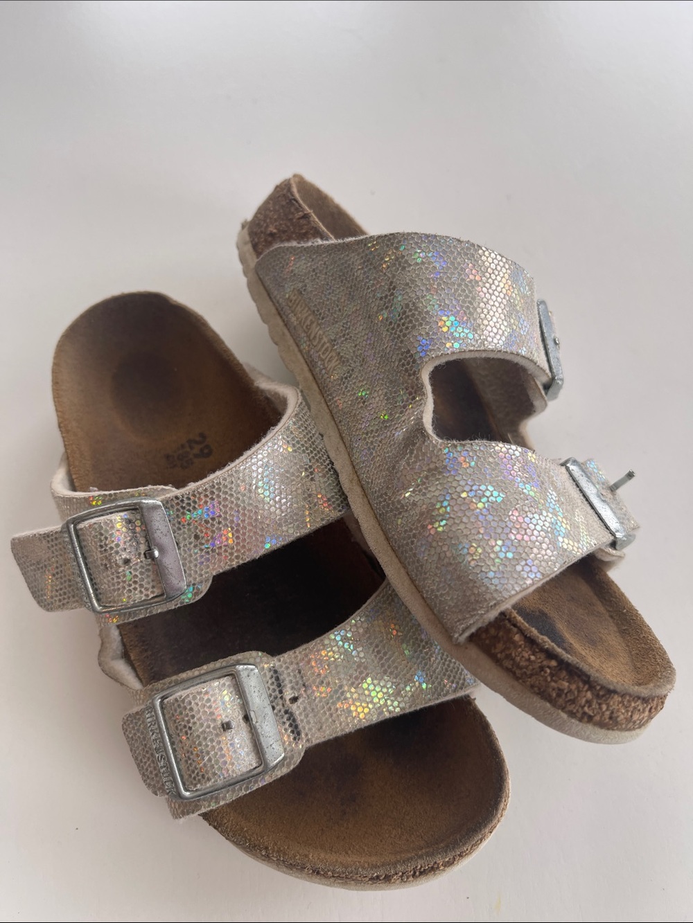 Birkenstock Kids Sparkle Double-Buckle Slide Sandals - Silver - Picture 4 of 5